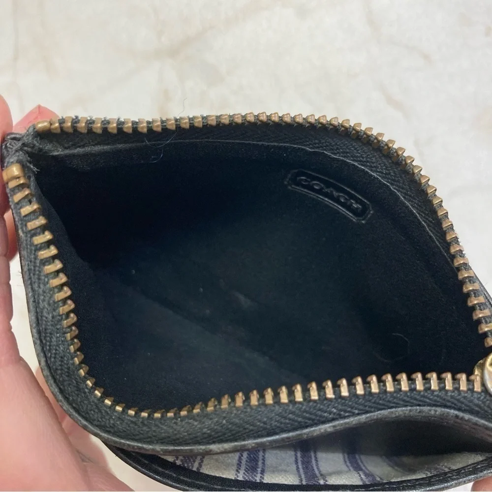 Coach black leather vintage keyring cardholder